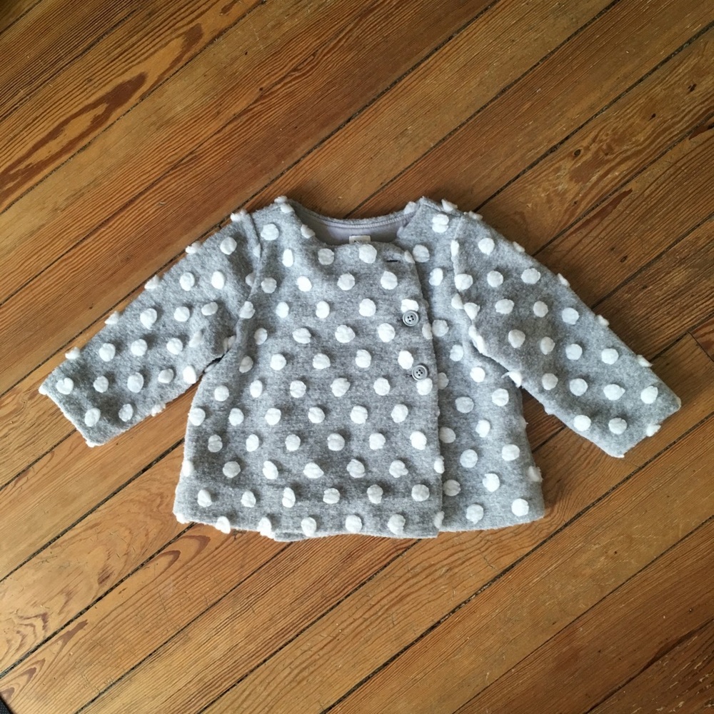 Baby Gap gray and white polka dot coat